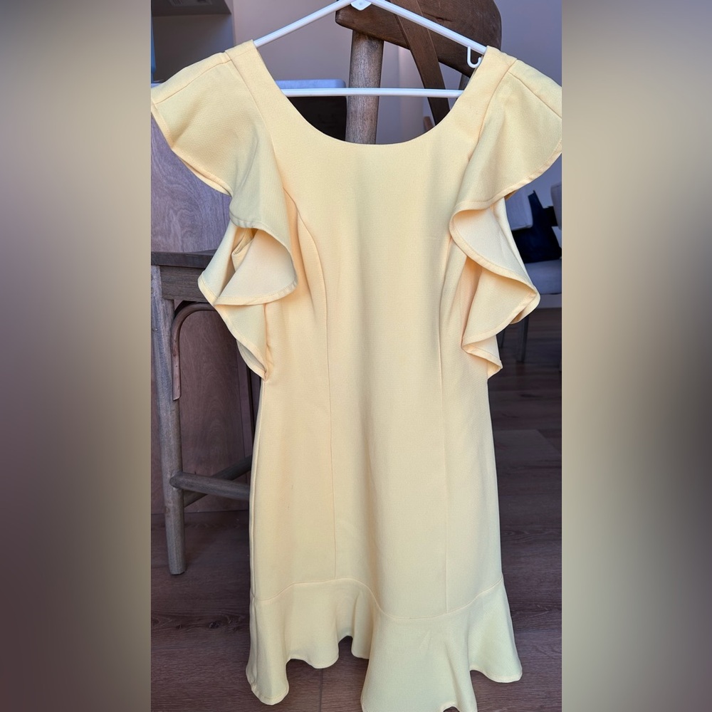 BCBG Light Yellow Ruffle Mini Dress